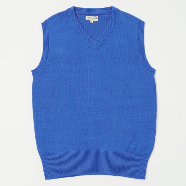 Merz b. Schwanen KVE02 Plant Based Knitted Vest - Washed Blue