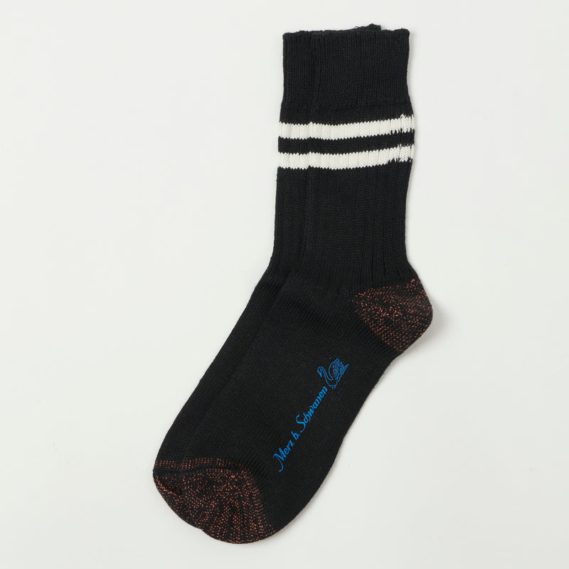 Merz b. Schwanen B75 Stripe Socks - Black