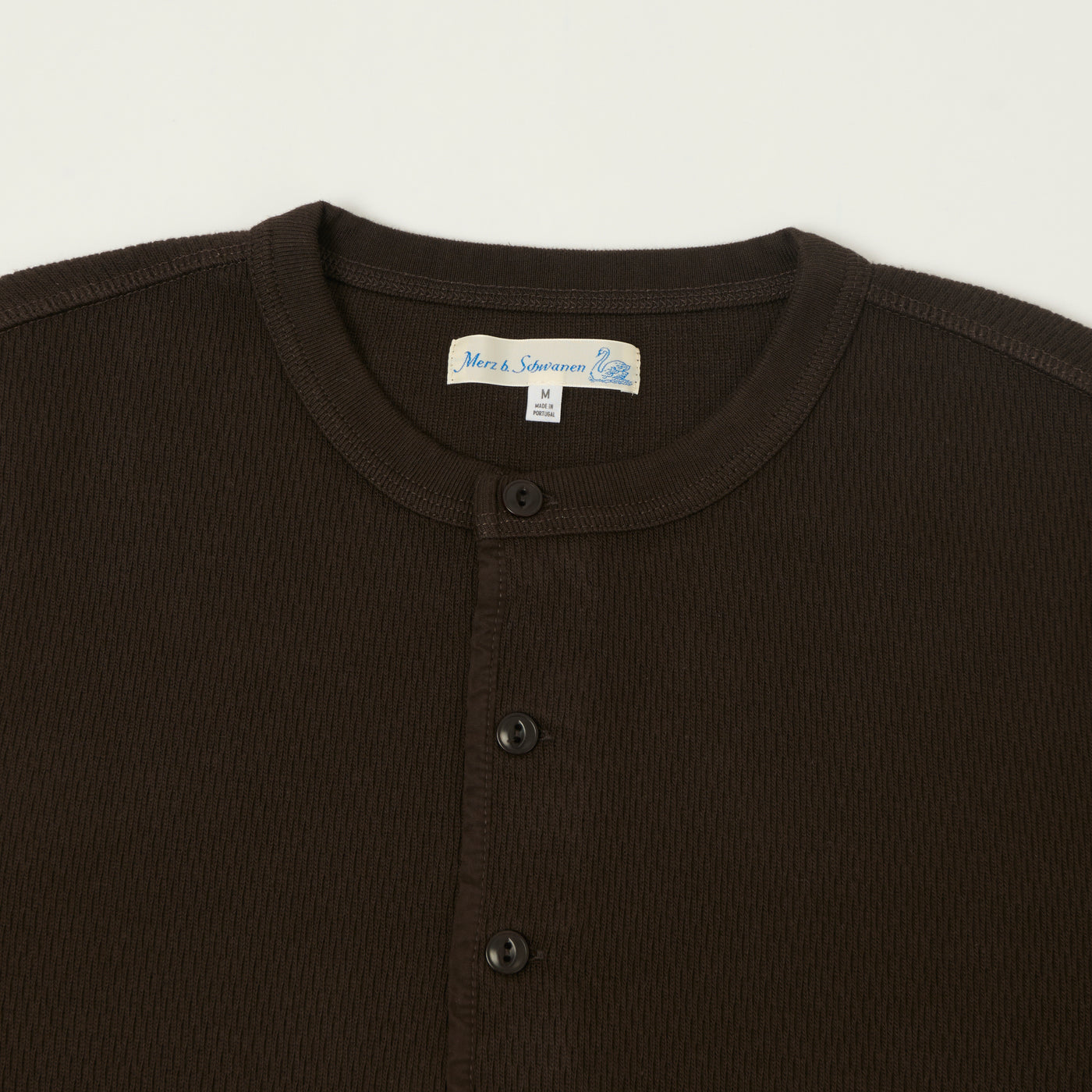 Merz b. Schwanen Classic Fit Long Sleeve Thermal Henley - Espresso