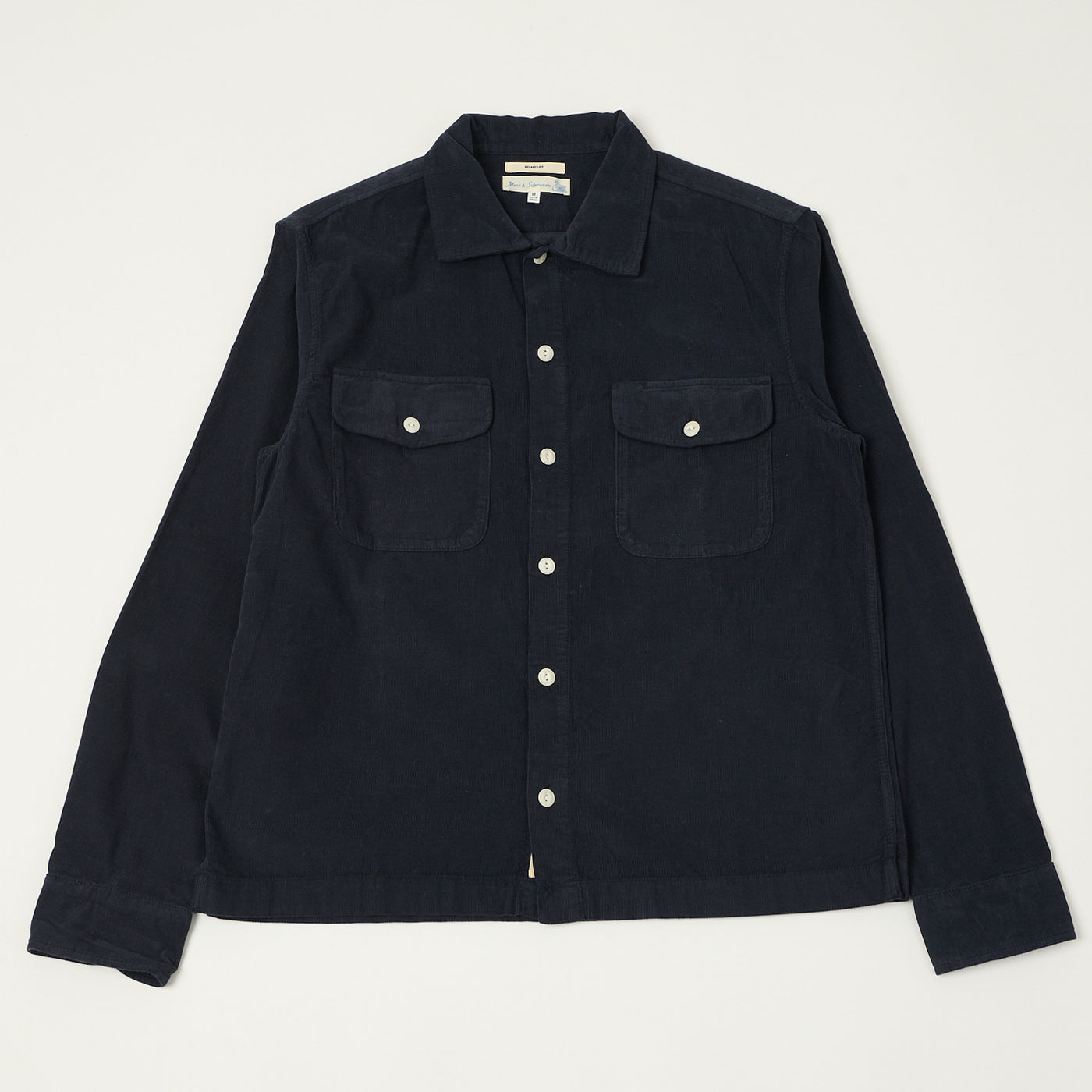 Merz b. Schwanen 'Good Basics' Organic Corduroy Shirt - Night Blue