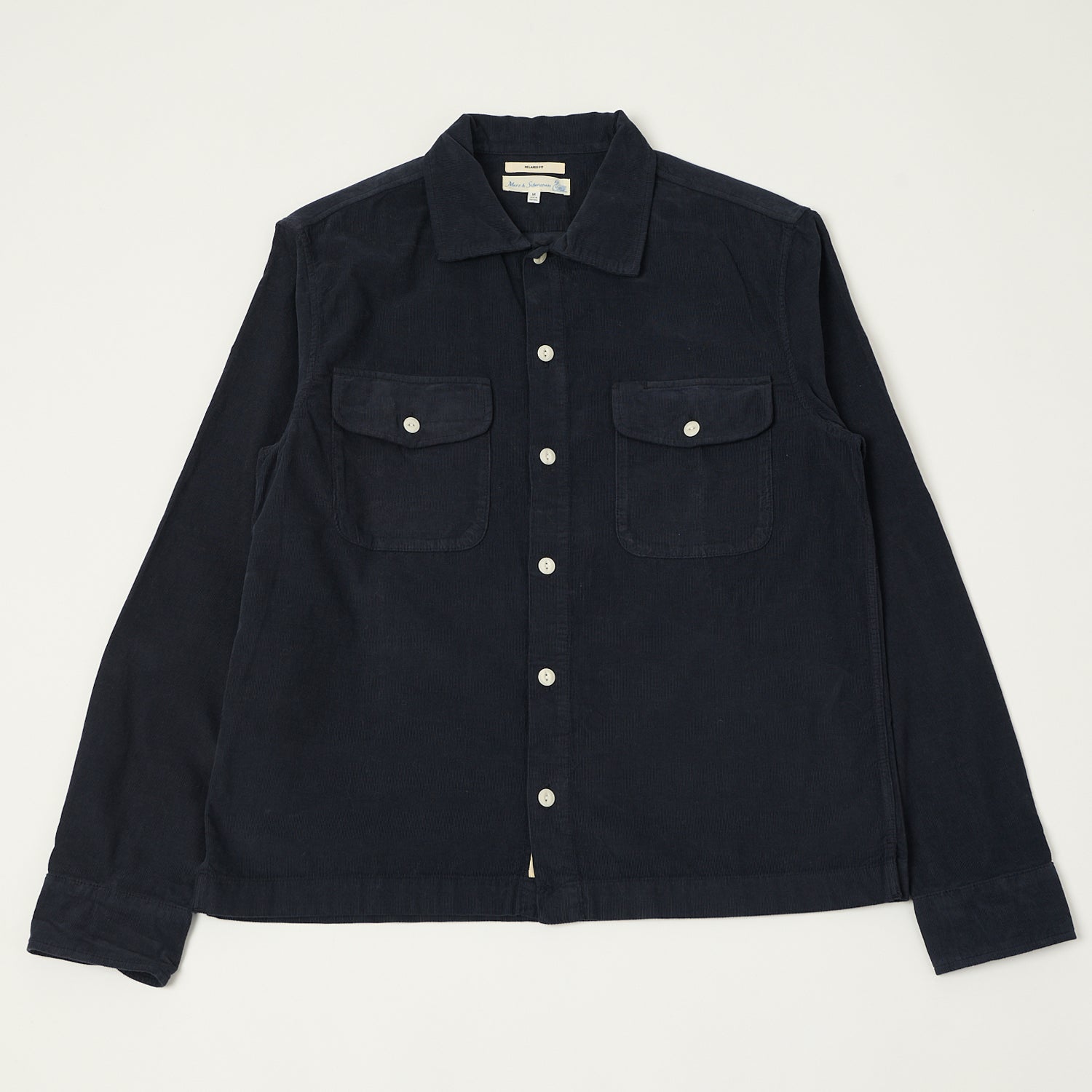 Merz b. Schwanen 'Good Basics' Organic Corduroy Shirt - Night Blue