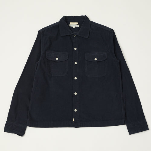 Merz b. Schwanen 'Good Basics' Organic Corduroy Shirt - Night Blue