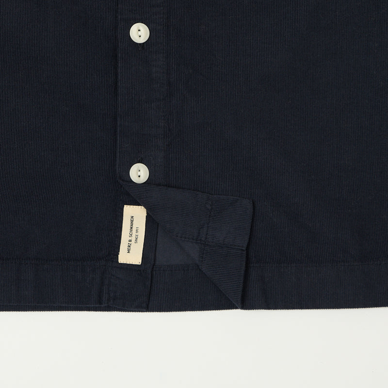 Merz b. Schwanen SHIRT06LC Organic Cotton Corduroy Shirt - Night Blue