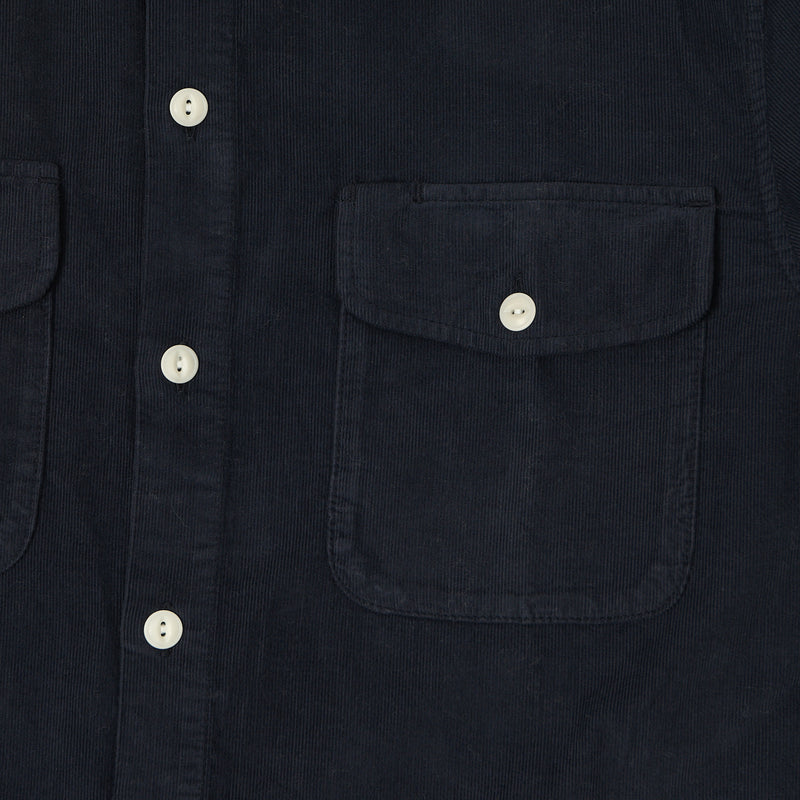 Merz b. Schwanen SHIRT06LC Organic Cotton Corduroy Shirt - Night Blue