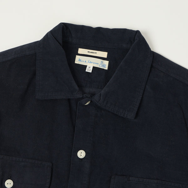 Merz b. Schwanen SHIRT06LC Organic Cotton Corduroy Shirt - Night Blue