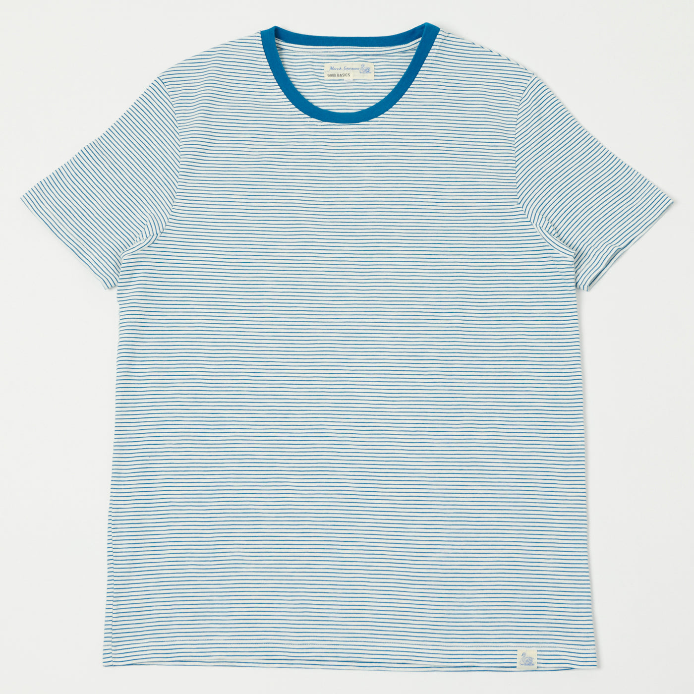 Merz b. Schwanen 'Good Basics' Lightweight Stripe T-Shirt - White/Aqua