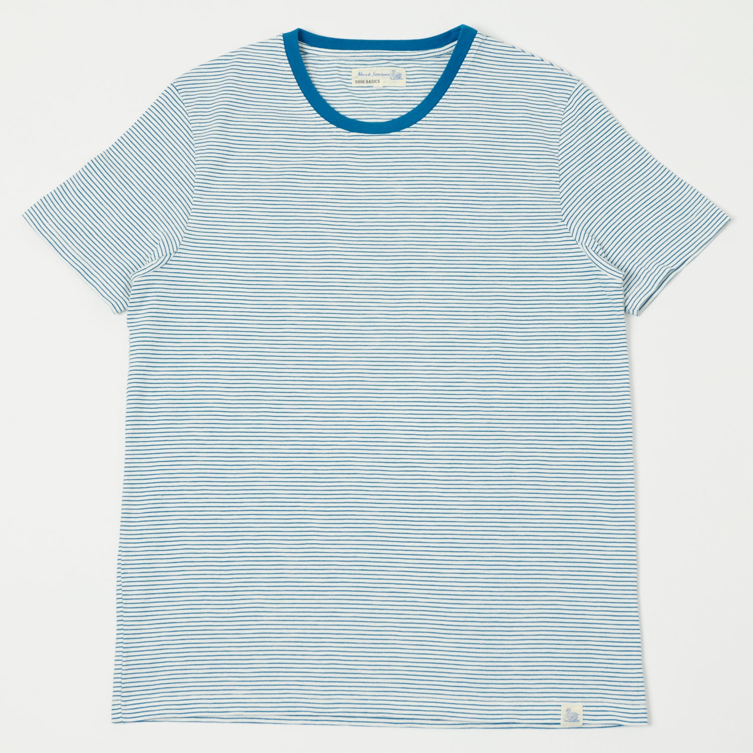 Merz b. Schwanen 'Good Basics' Lightweight Stripe T-Shirt - White/Aqua