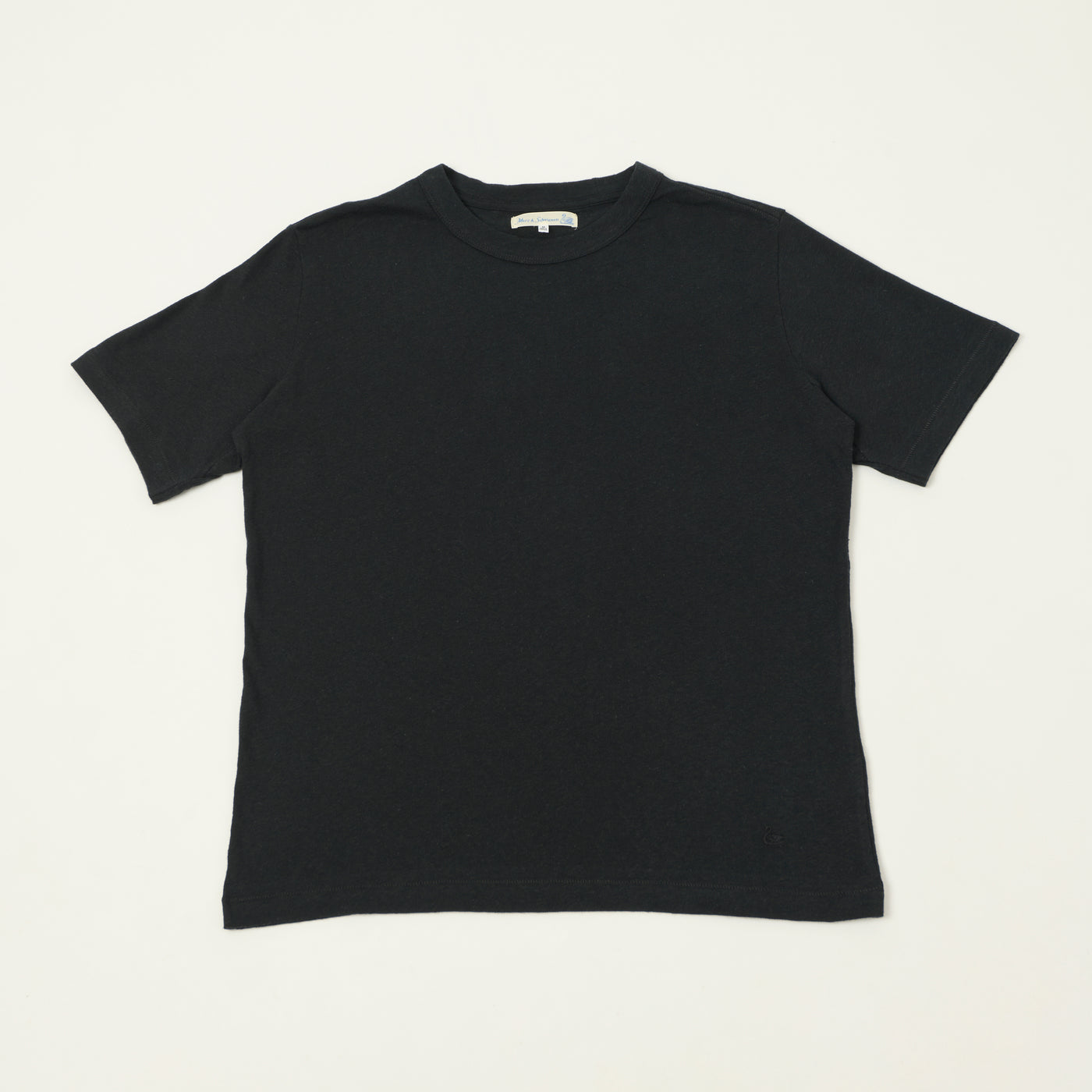 Merz b. Schwanen 'Good Basics' Linen-Cotton Relaxed Fit T-Shirt - Deep Black