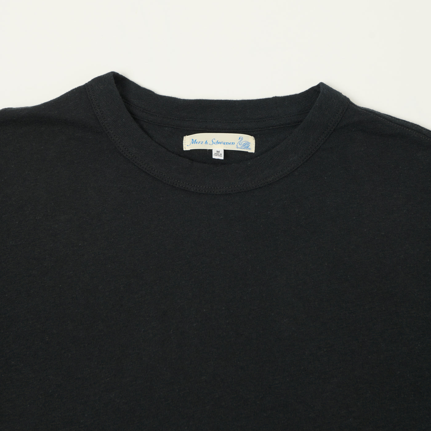 Merz b. Schwanen 'Good Basics' Linen-Cotton Relaxed Fit T-Shirt - Deep Black