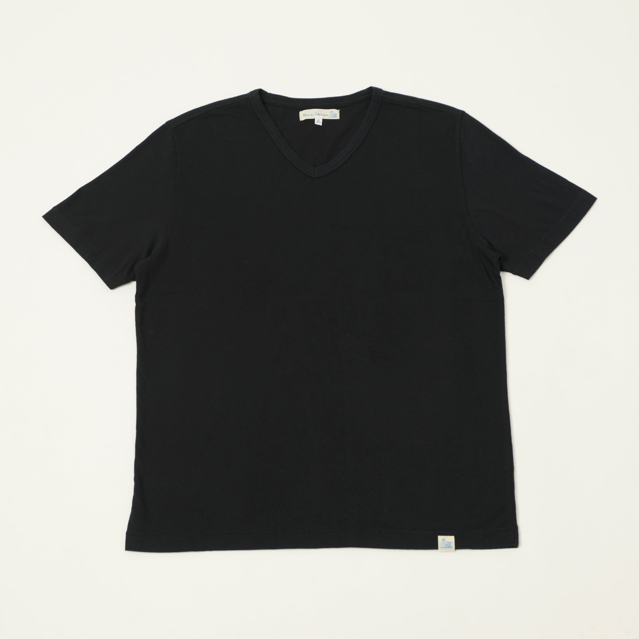 Merz b. Schwanen 'Good Basics' Pima Cotton V-Neck T-Shirt - Deep Black