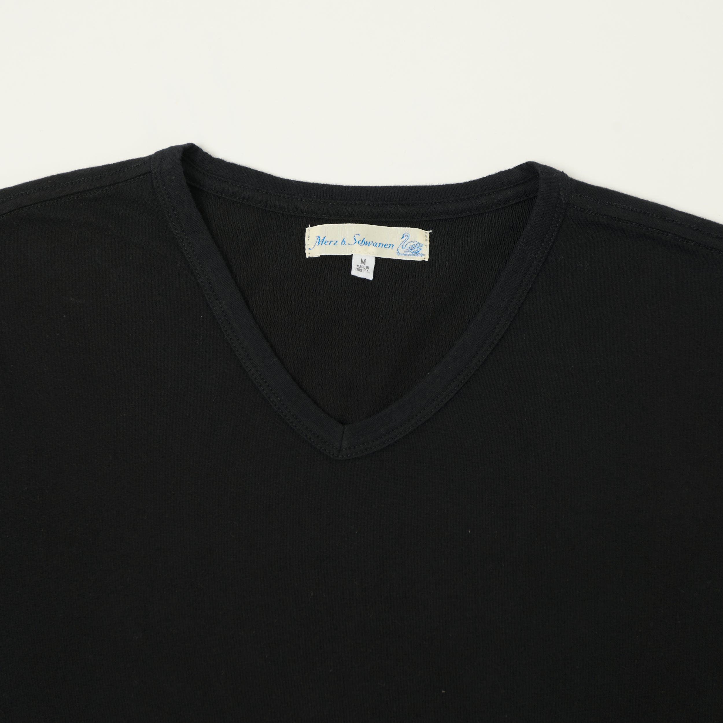 Merz b. Schwanen 'Good Basics' Pima Cotton V-Neck T-Shirt - Deep Black