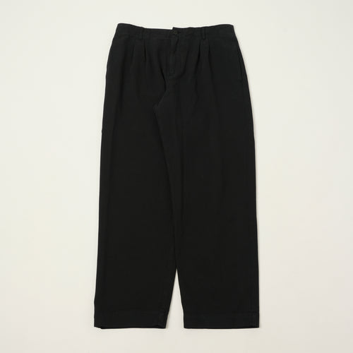 Merz b. Schwanen 'Good Basics' Pleated Twill Pants - Deep Black