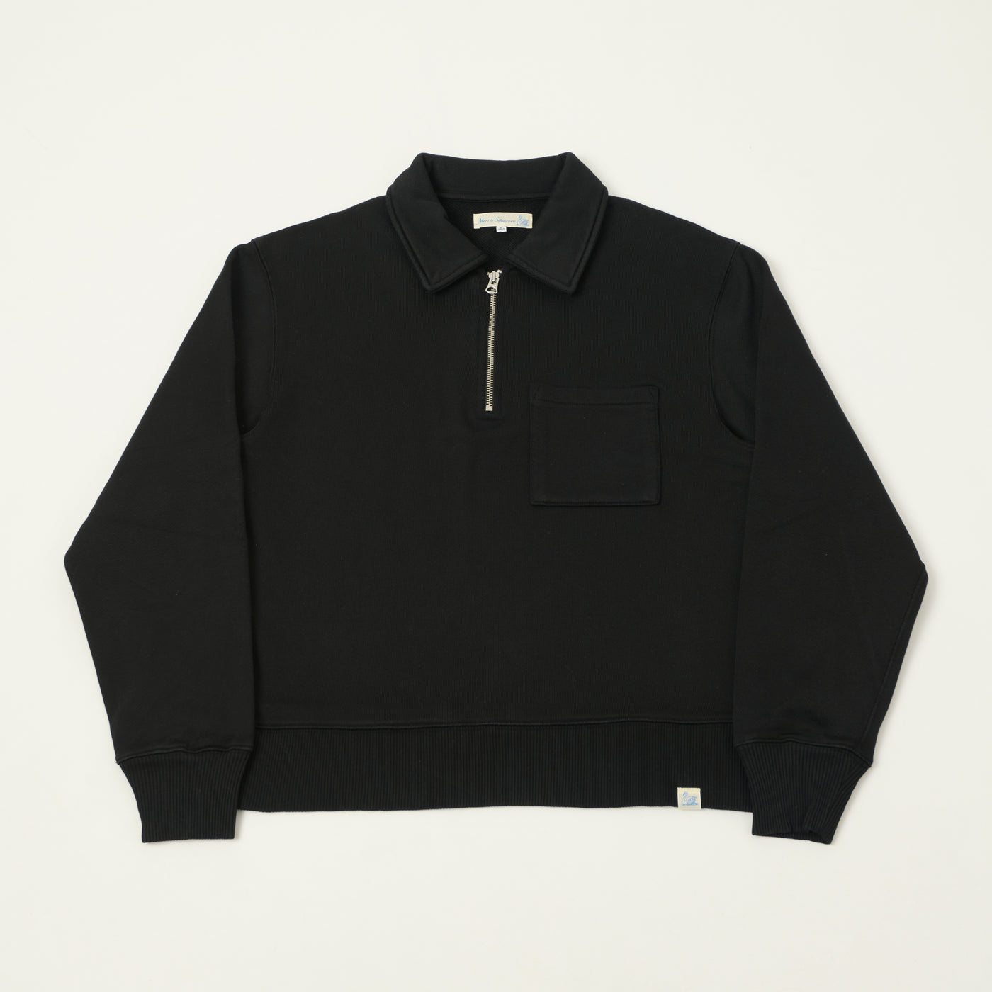 Merz b. Schwanen 'Good Basics' Quarter Zip Sweatshirt - Deep Black