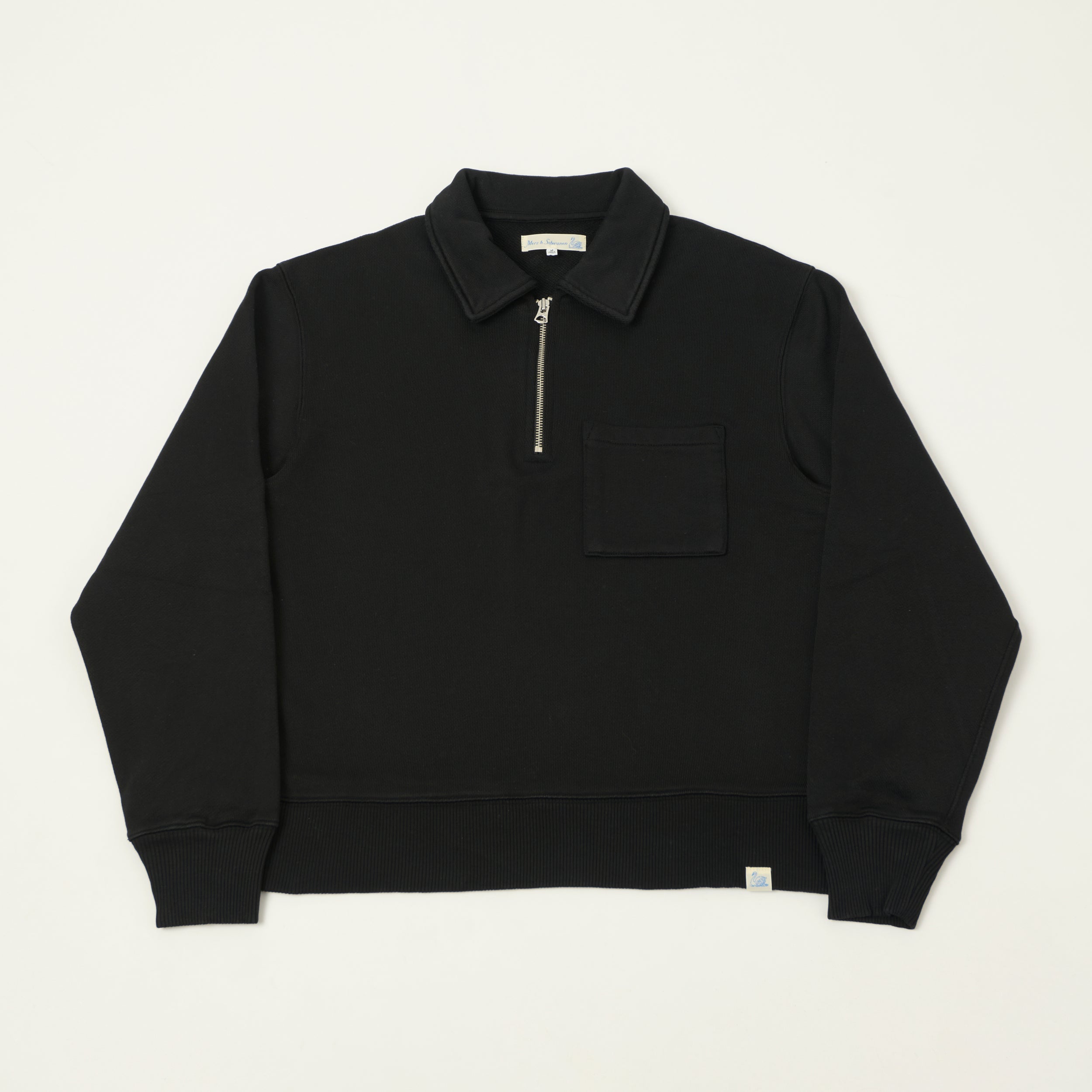 Merz b. Schwanen 'Good Basics' Quarter Zip Sweatshirt - Deep Black