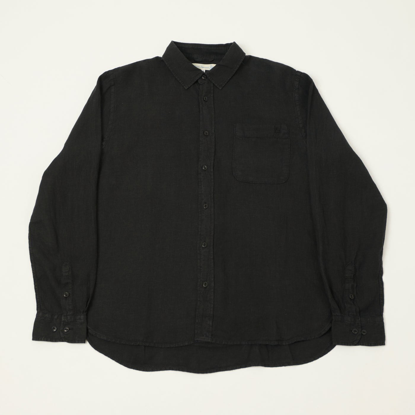 Merz b. Schwanen 'Good Basics' Relaxed Fit Linen Shirt - Deep Black