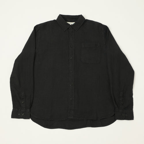 Merz b. Schwanen 'Good Basics' Relaxed Fit Linen Shirt - Deep Black