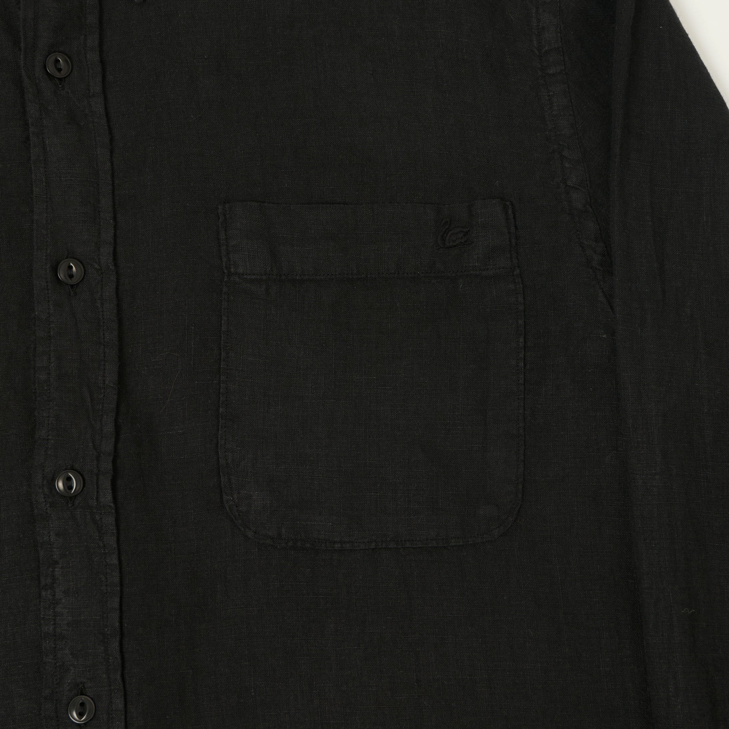 Merz b. Schwanen 'Good Basics' Relaxed Fit Linen Shirt - Deep Black