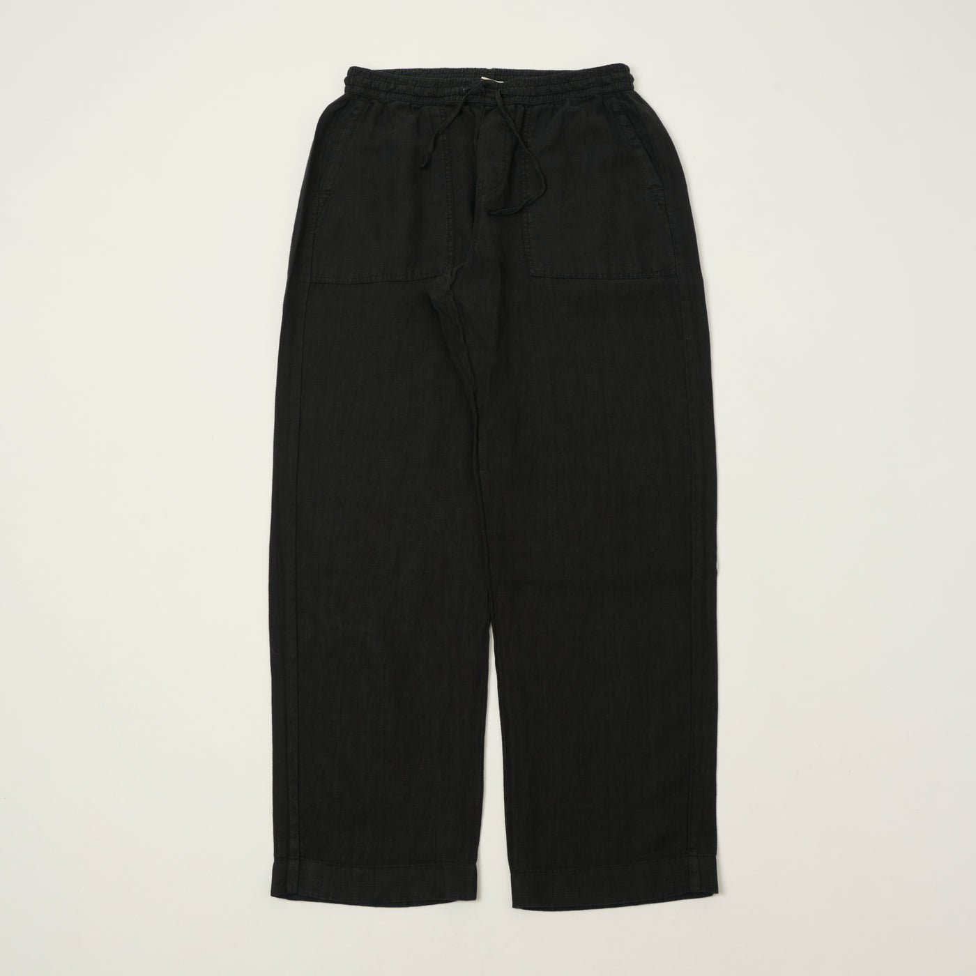 Merz b. Schwanen 'Good Basics' Workers Linen Drawstring Trousers - Deep Black