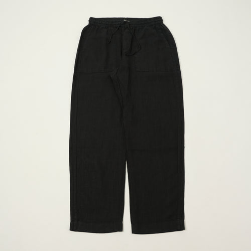 Merz b. Schwanen 'Good Basics' Workers Linen Drawstring Trousers - Deep Black