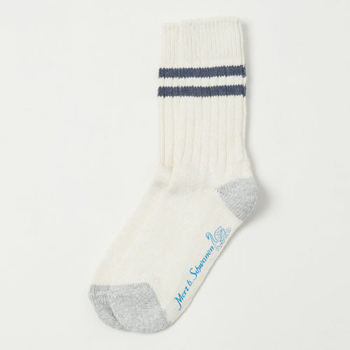 Merz b. Schwanen GS05 Stripe Sock - Nature/Denim Blue