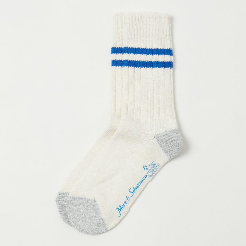 Merz b. Schwanen GS05 Stripe Socks - Nature/Swan Blue