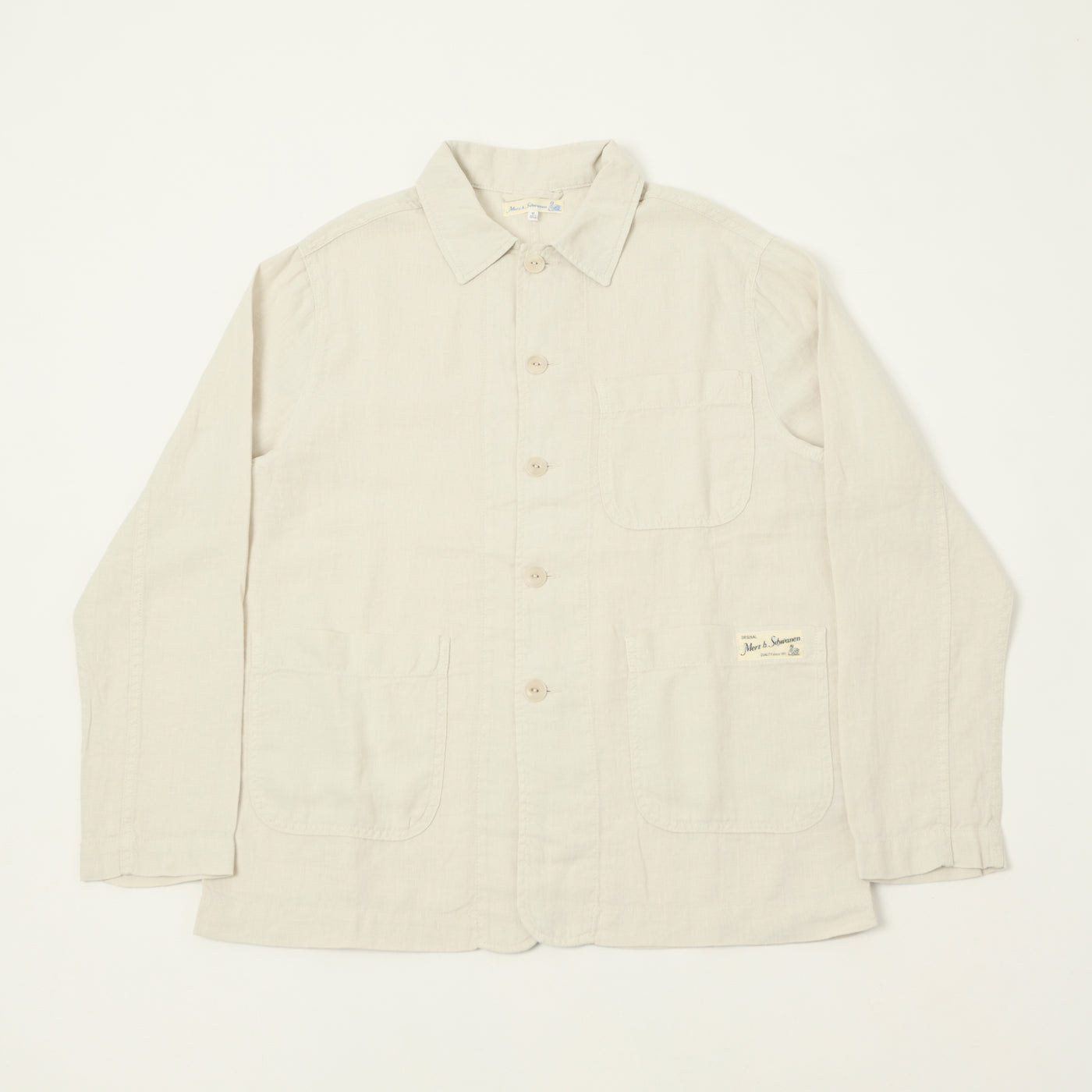 Merz b. Schwanen 'Good Basics' Workers Linen Jacket - Light Stone