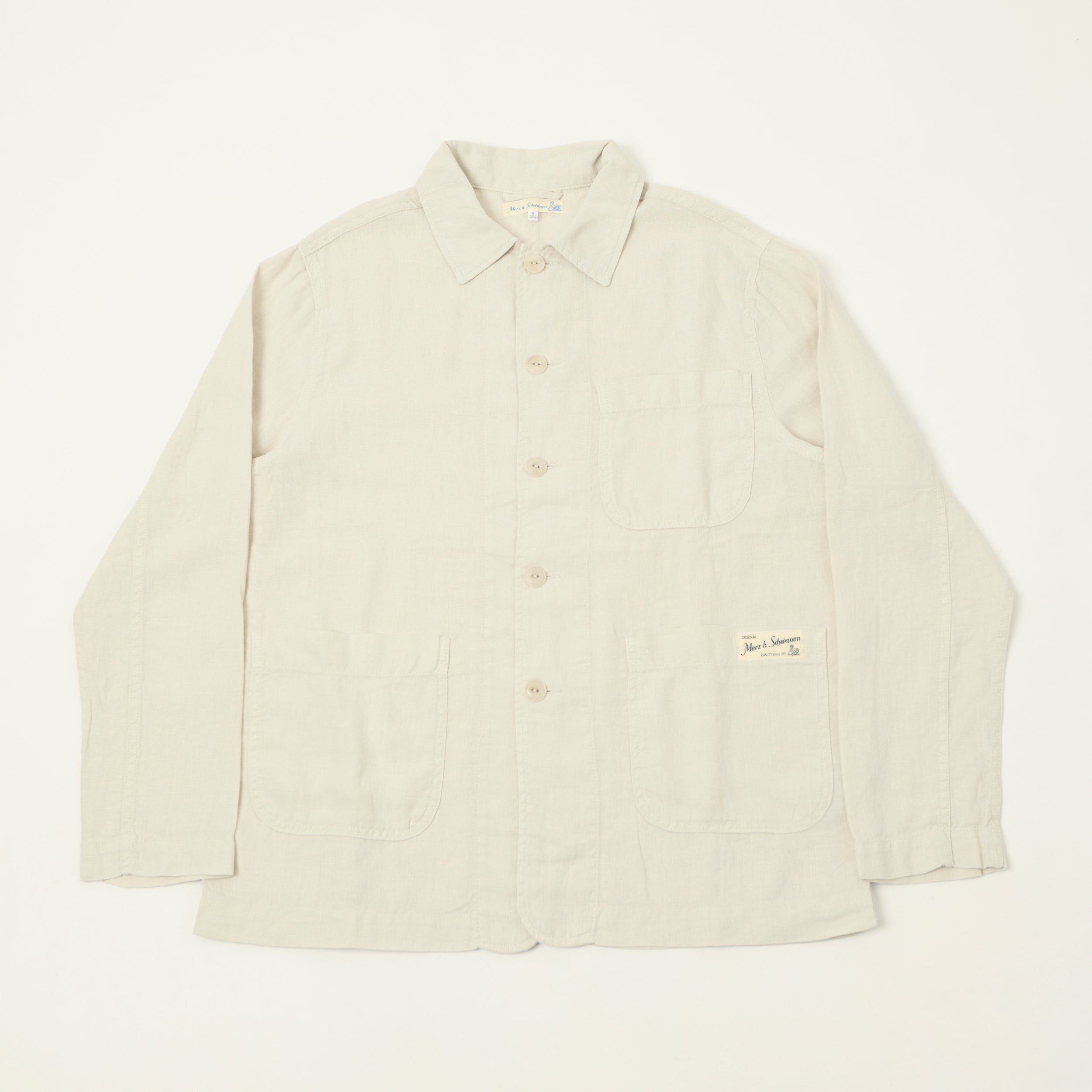 Merz b. Schwanen 'Good Basics' Workers Linen Jacket - Light Stone
