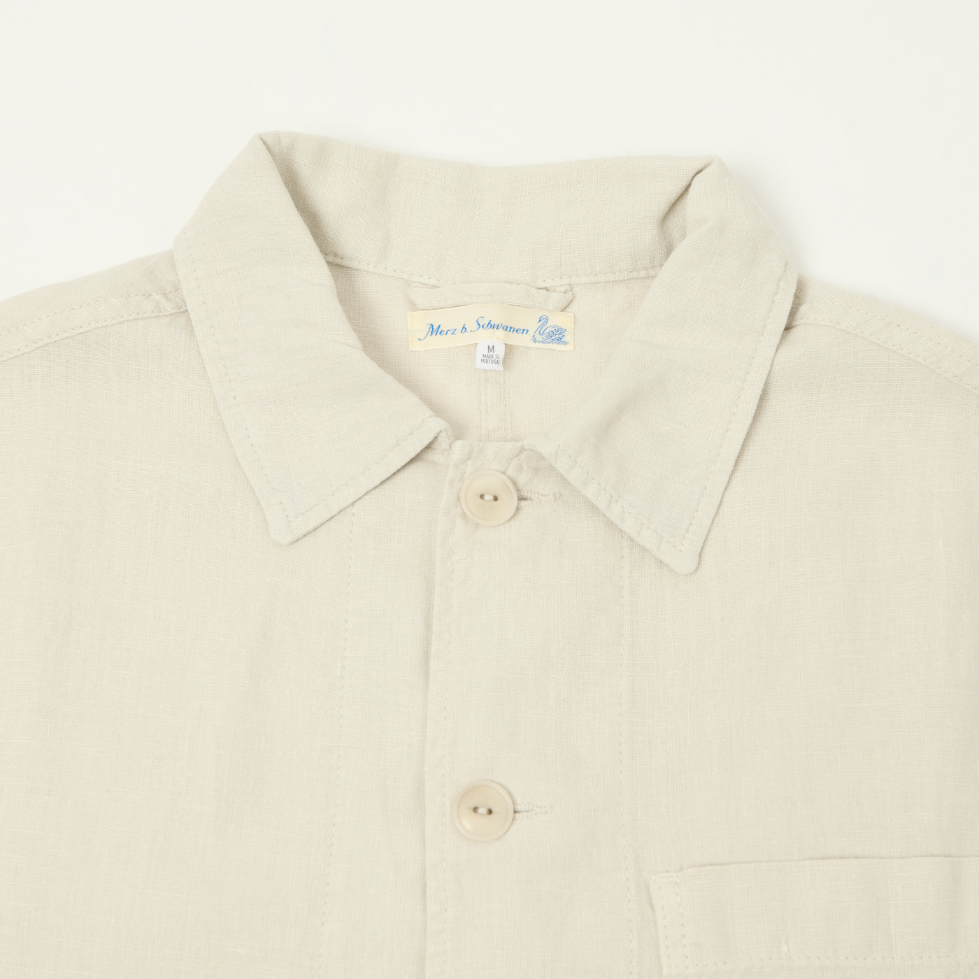 Merz b. Schwanen 'Good Basics' Workers Linen Jacket - Light Stone