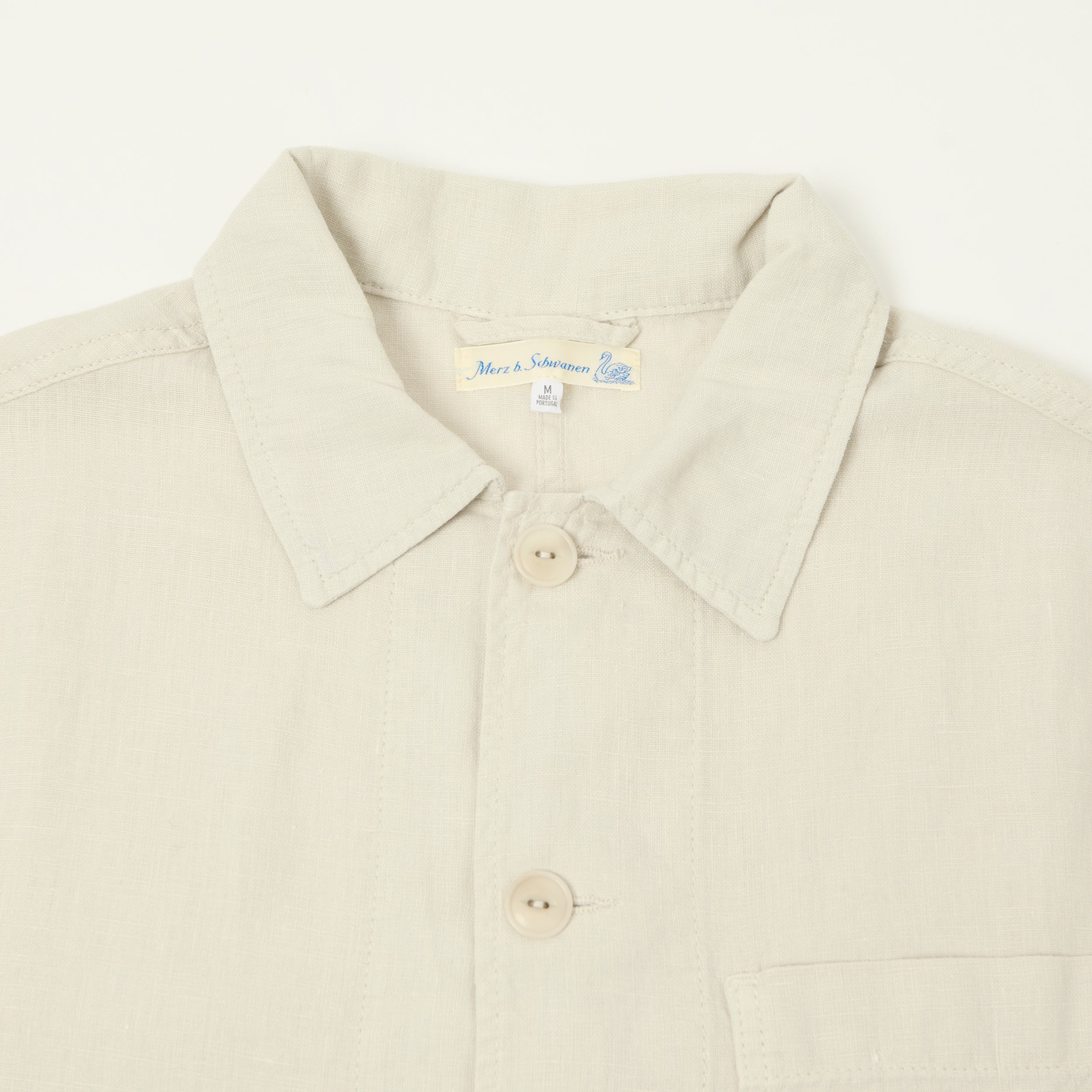Merz b. Schwanen 'Good Basics' Workers Linen Jacket - Light Stone