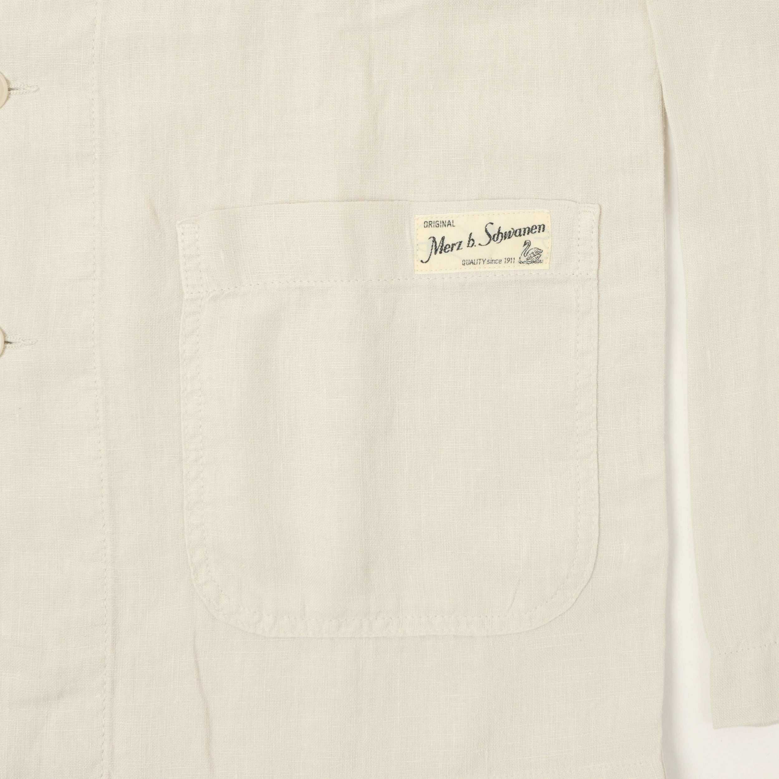 Merz b. Schwanen 'Good Basics' Workers Linen Jacket - Light Stone