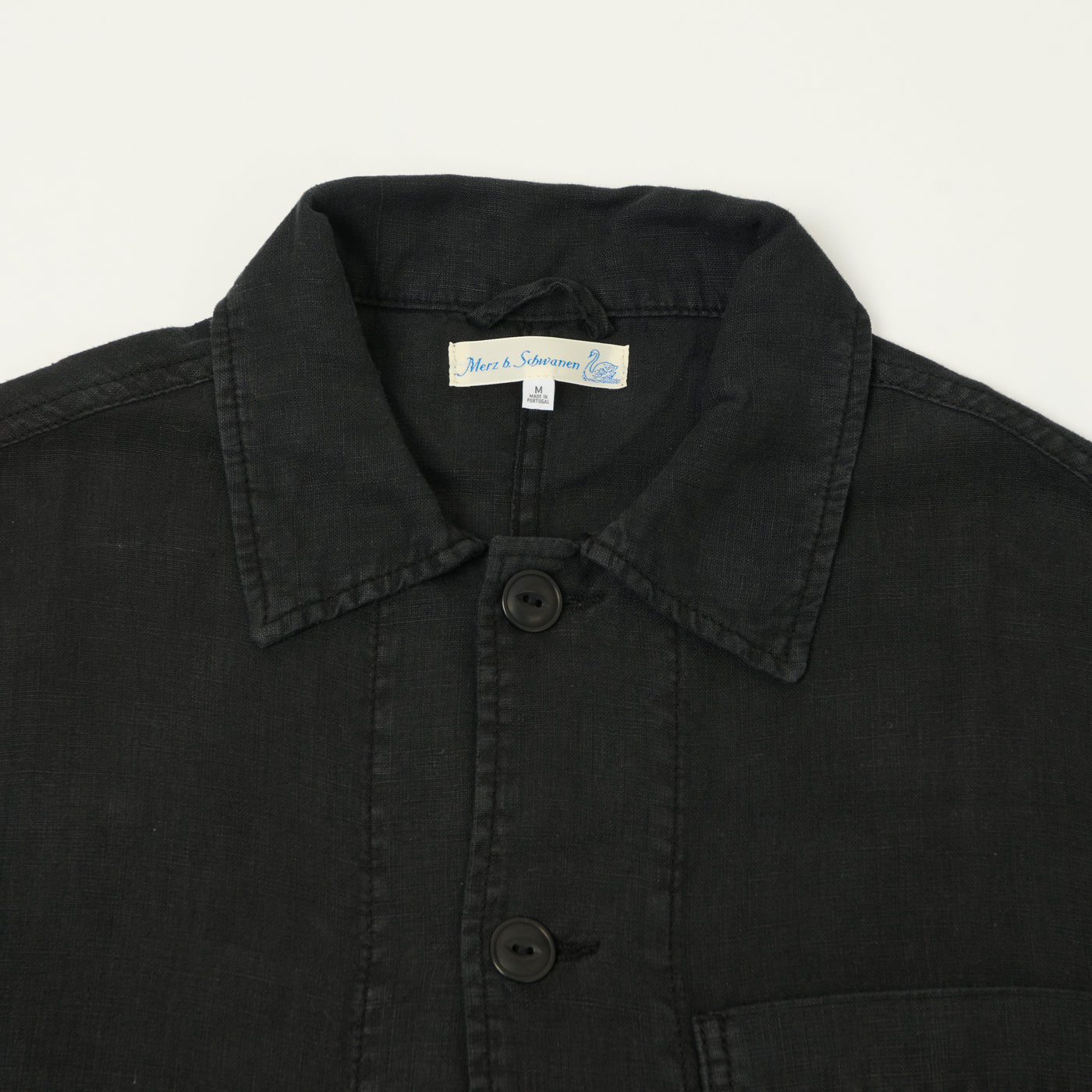 Merz b. Schwanen 'Good Basics' Workers Linen Jacket - Deep Black