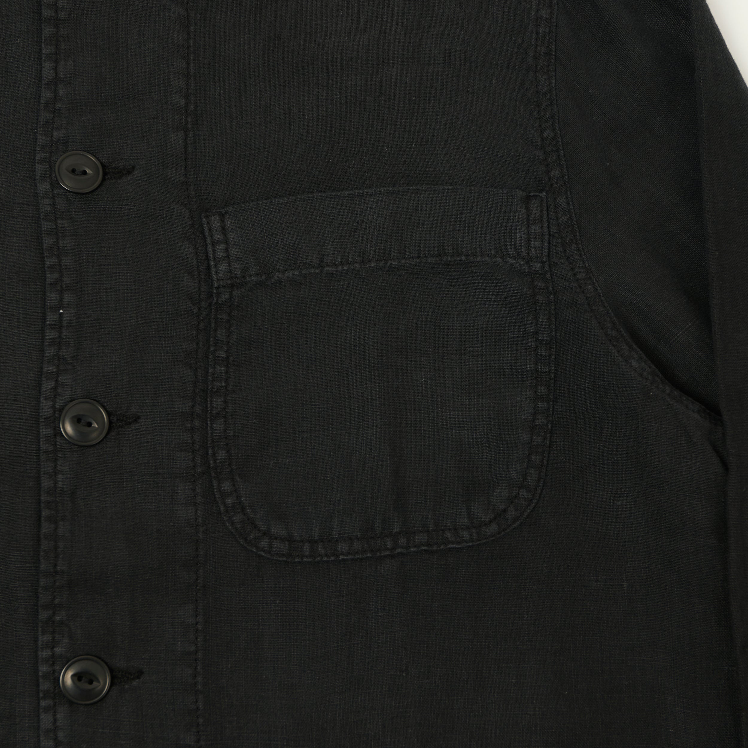 Merz b. Schwanen 'Good Basics' Workers Linen Jacket - Deep Black
