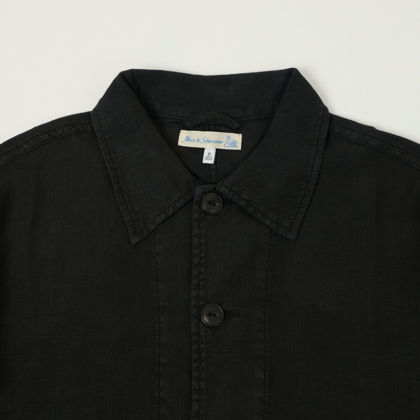 Merz b. Schwanen 'Good Basics' Cropped Workers Linen jacket - Deep Black