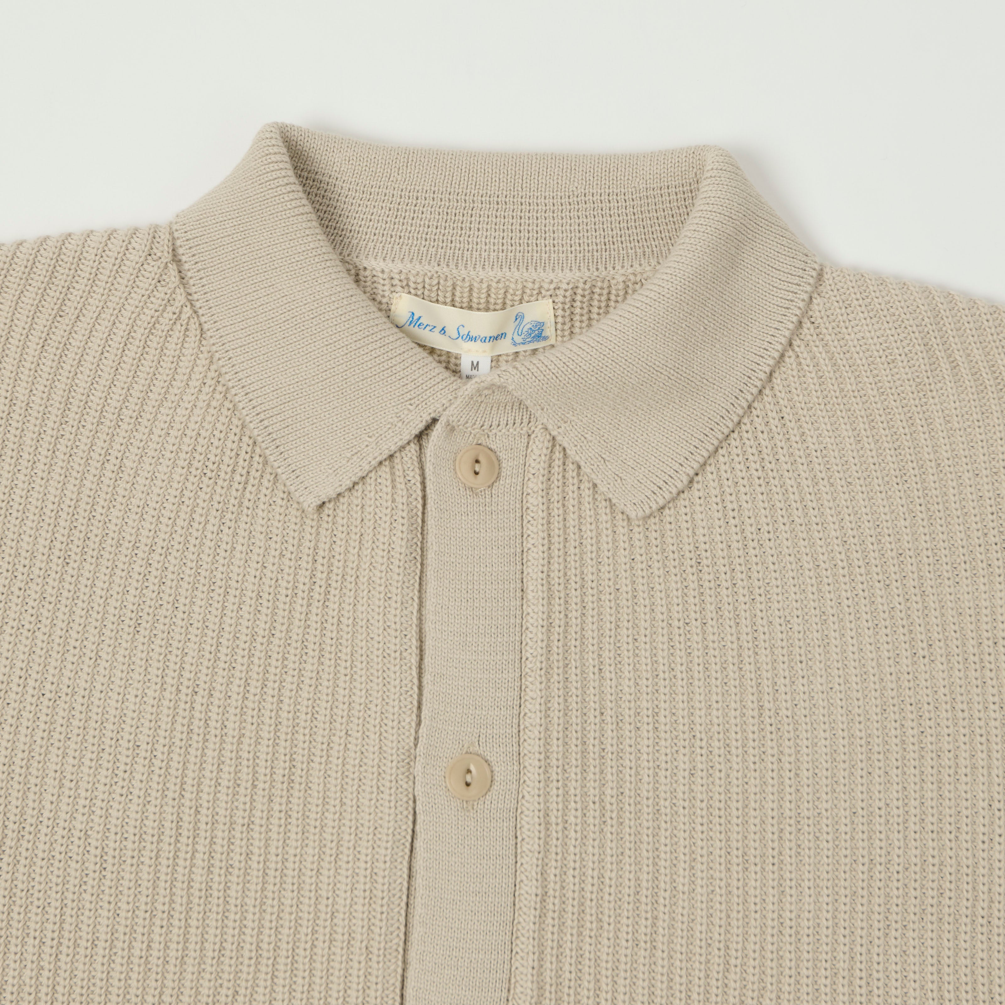 Merz b. Schwanen 'Good Basics' Button Up Knit Shirt - Sand