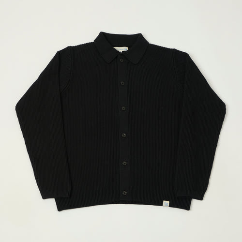 Merz b. Schwanen 'Good Basics' Button Up Knit Shirt - Deep Black