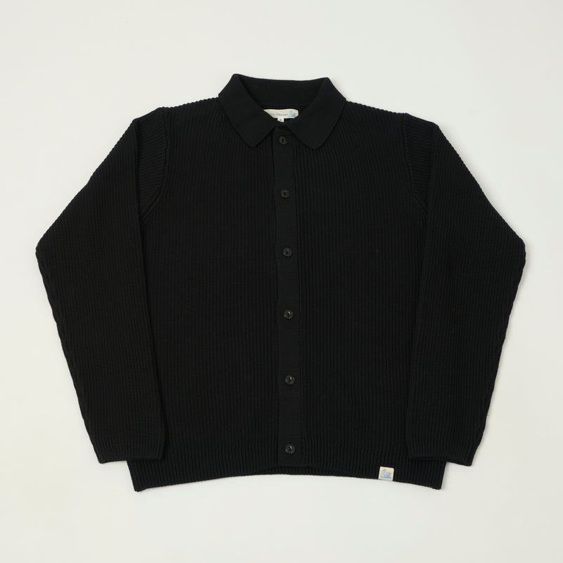 Merz b. Schwanen 'Good Basics' Button Up Knit Shirt - Deep Black