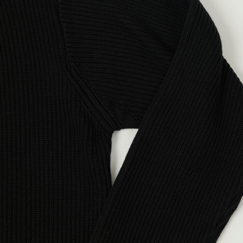 Merz b. Schwanen 'Good Basics' Button Up Knit Shirt - Deep Black