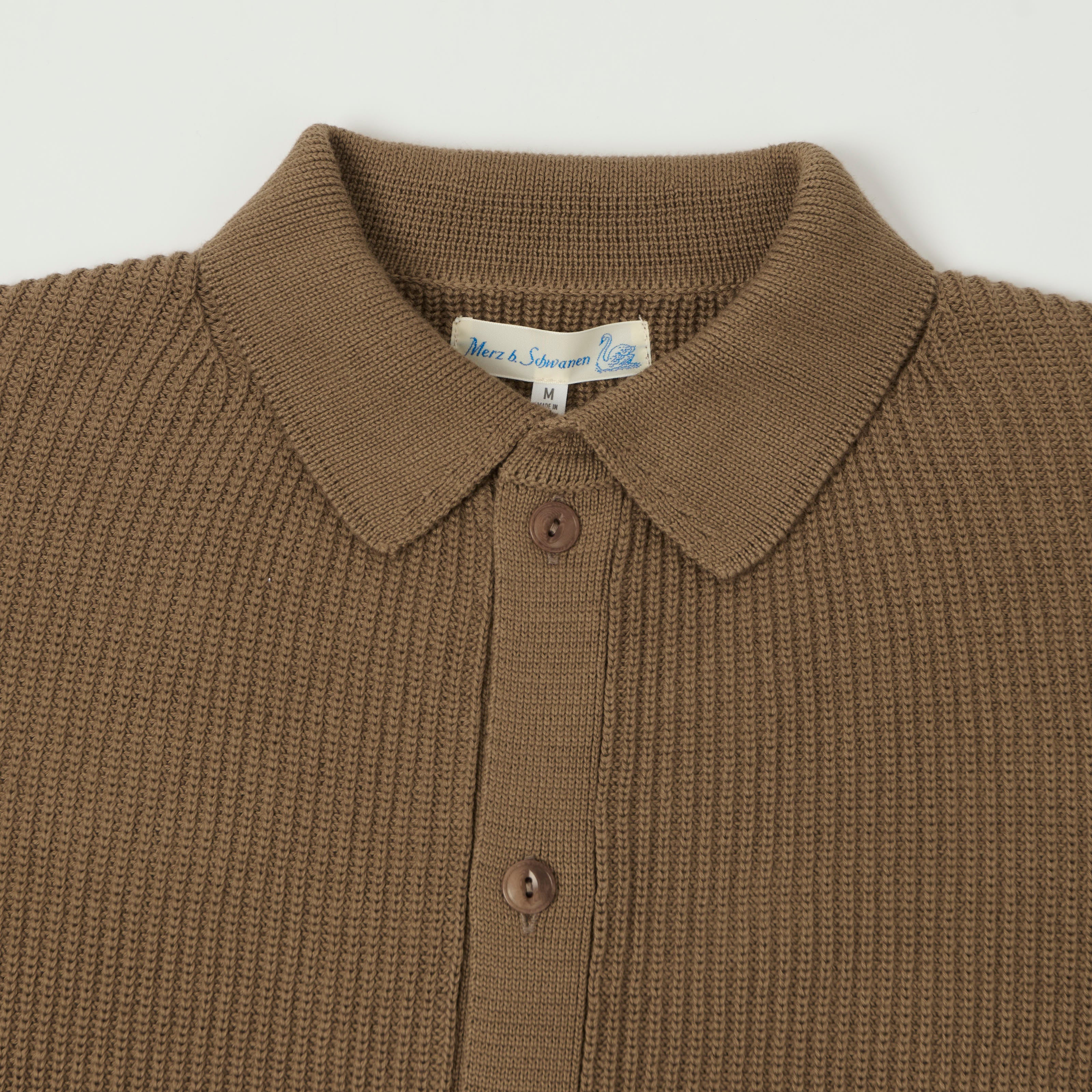 Merz b. Schwanen 'Good Basics' Button Up Knit Shirt - Grain
