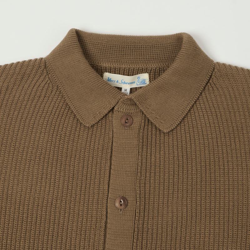 Merz b. Schwanen 'Good Basics' Button Up Knit Shirt - Grain