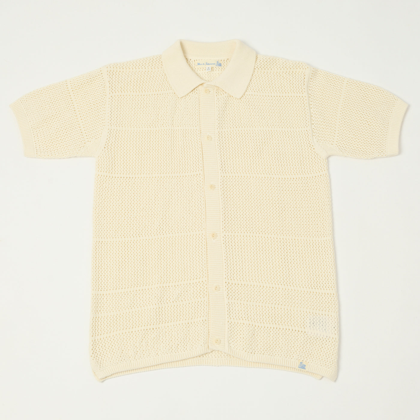 Merz b. Schwanen 'Good Basics' Crochet Polo Shirt - Nature