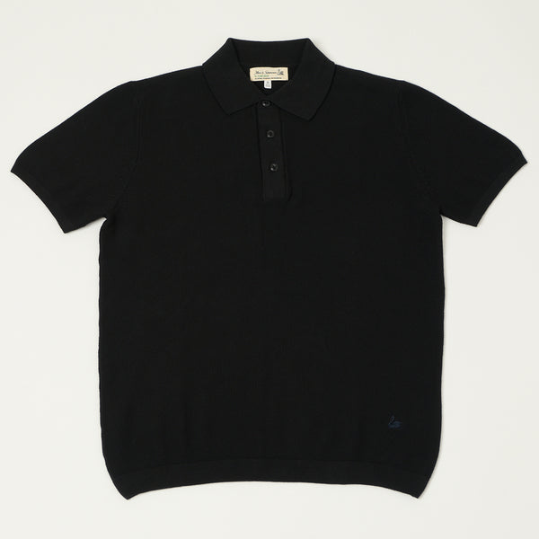 Merz b. Schwanen KPLP02 Plant Based Knitted Polo Shirt - Deep Black