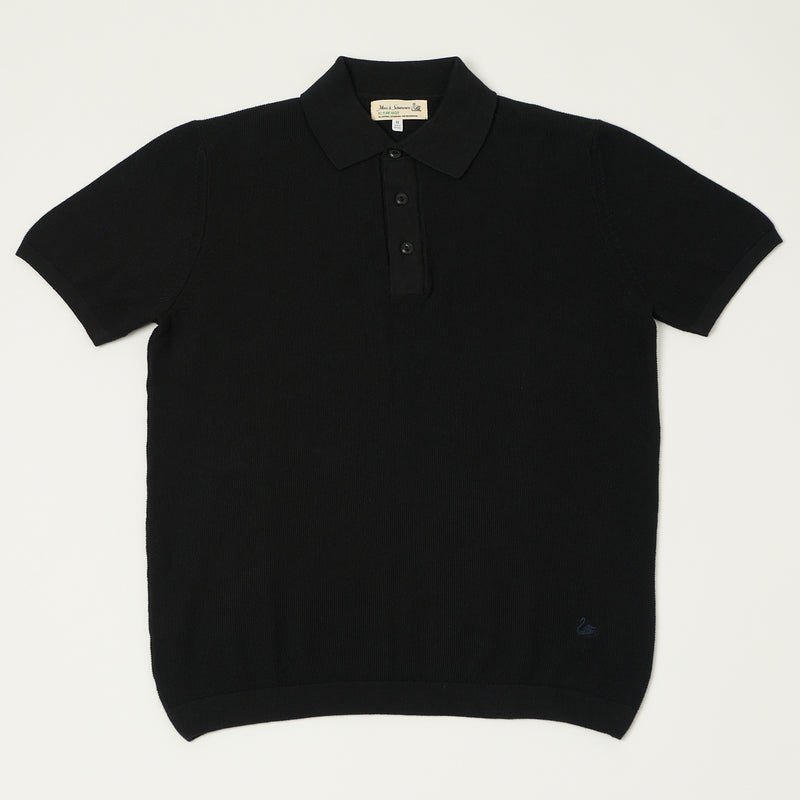 Merz b. Schwanen KPLP02 Plant Based Knitted Polo Shirt - Deep Black