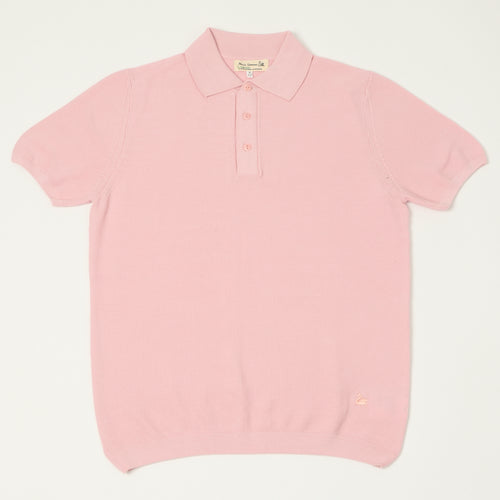 Merz b. Schwanen 'Good Basics' Plant Based Knitted Polo Shirt - Dusted Pink