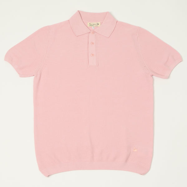 Merz b. Schwanen KPLP02 Plant Based Knitted Polo Shirt - Dusted Pink