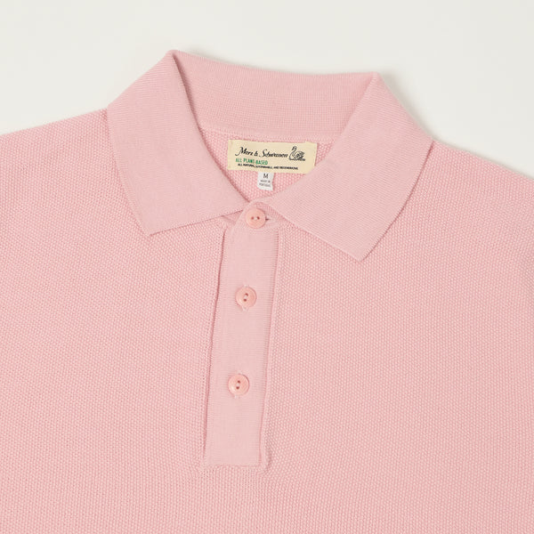 Merz b. Schwanen KPLP02 Plant Based Knitted Polo Shirt - Dusted Pink