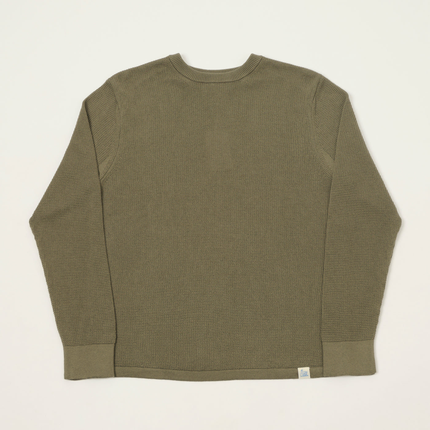 Merz b. Schwanen Lightweight Waffle Knit Sweater - Army