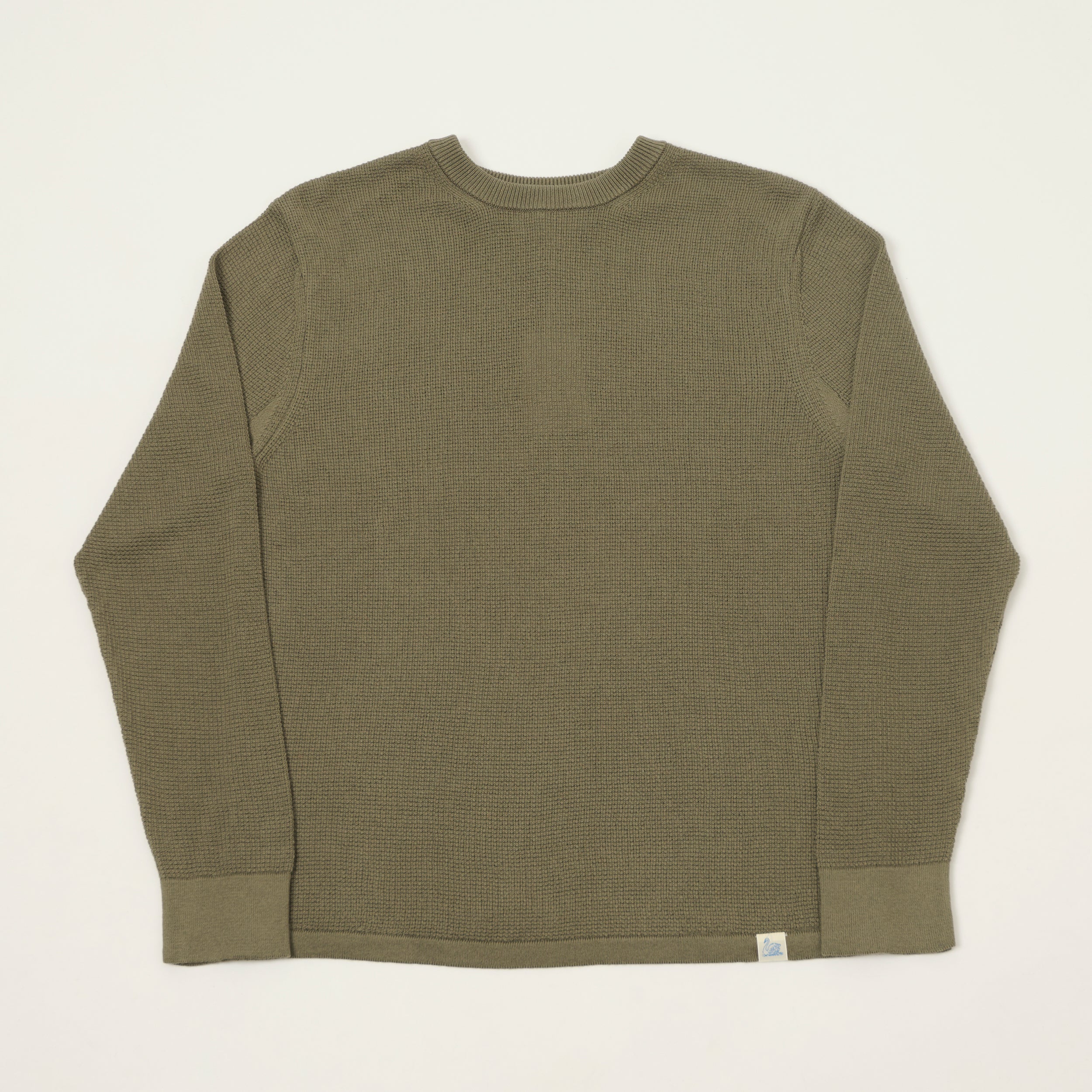 Merz b. Schwanen Lightweight Waffle Knit Sweater - Army