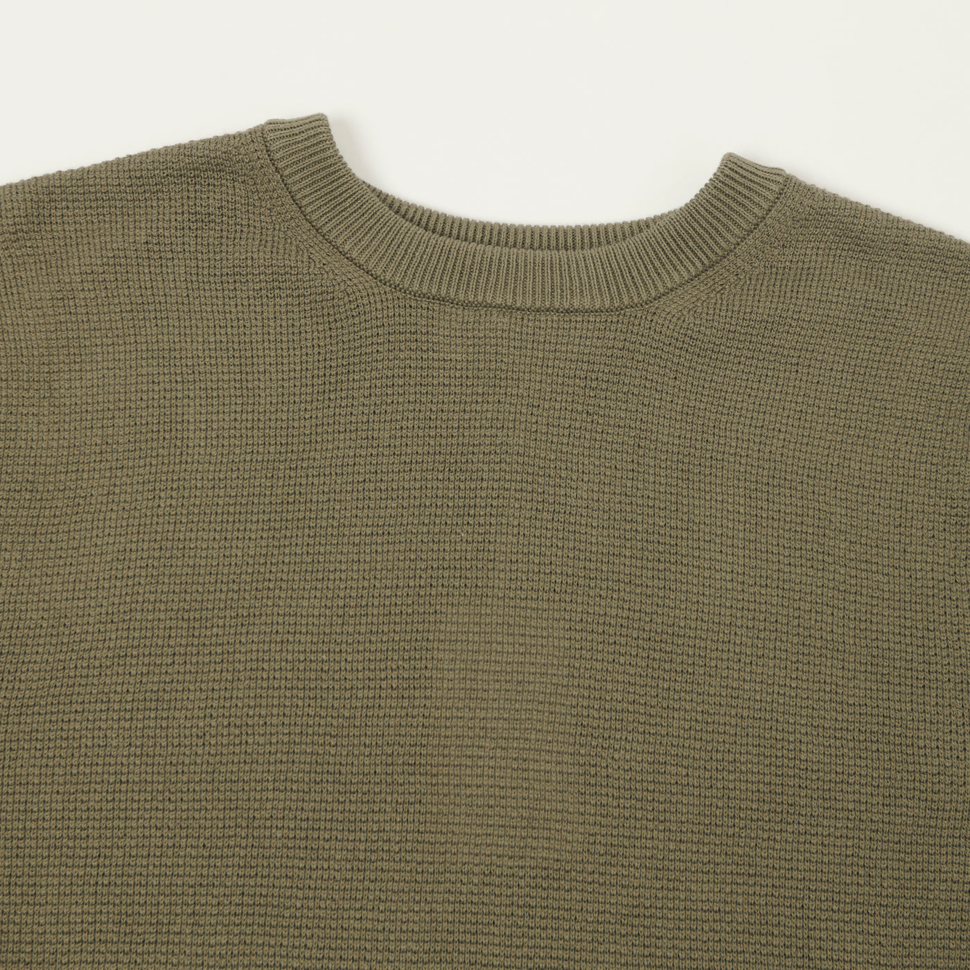 Merz b. Schwanen Lightweight Waffle Knit Sweater - Army