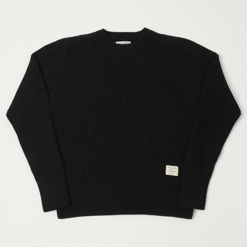 Merz b. Schwanen 'Good Basics' Wool Cashmere Ribbed Knit Pullover - Deep Black