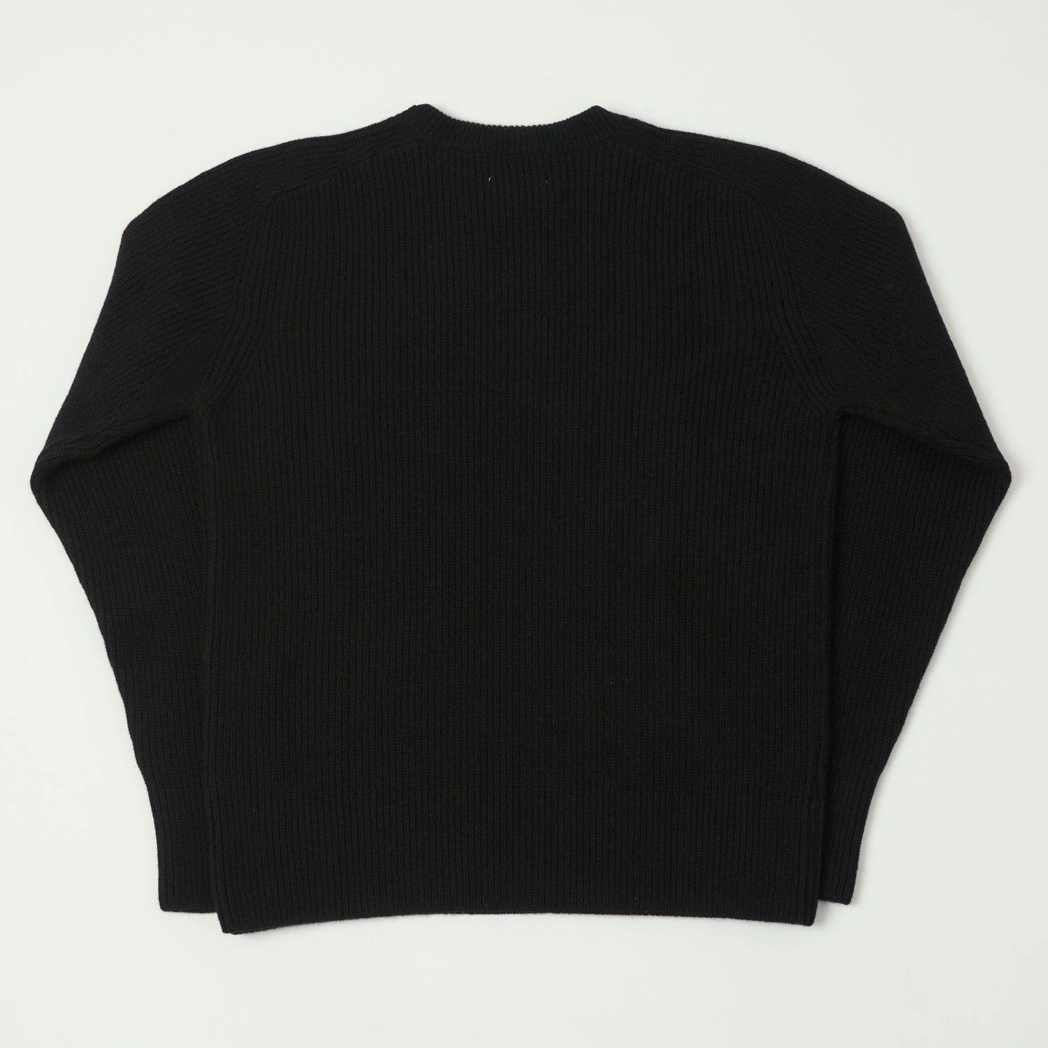 Merz b. Schwanen 'Good Basics' Wool Cashmere Ribbed Knit Pullover - Deep Black